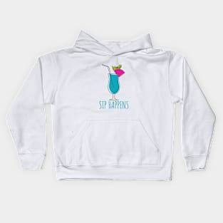 Tropical Blue Sip Happens Kids Hoodie